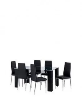 image of Julian Bowen Set Of Greenwich Dining Table & 6 Greenwich Chairs