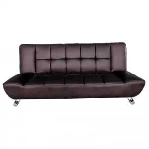 image of Vogue 2 Seater Brown Faux Leather Sofa Bed