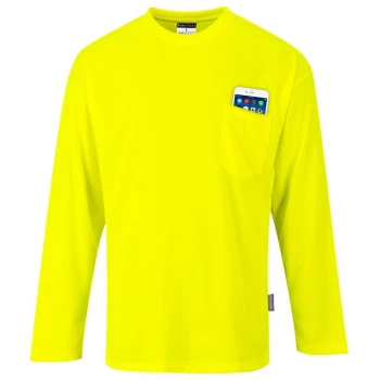 Image of Portwest - S579YERXXXL - sz 3XL Day-Vis Pocket Long Sleeve T-Shirt - Yellow