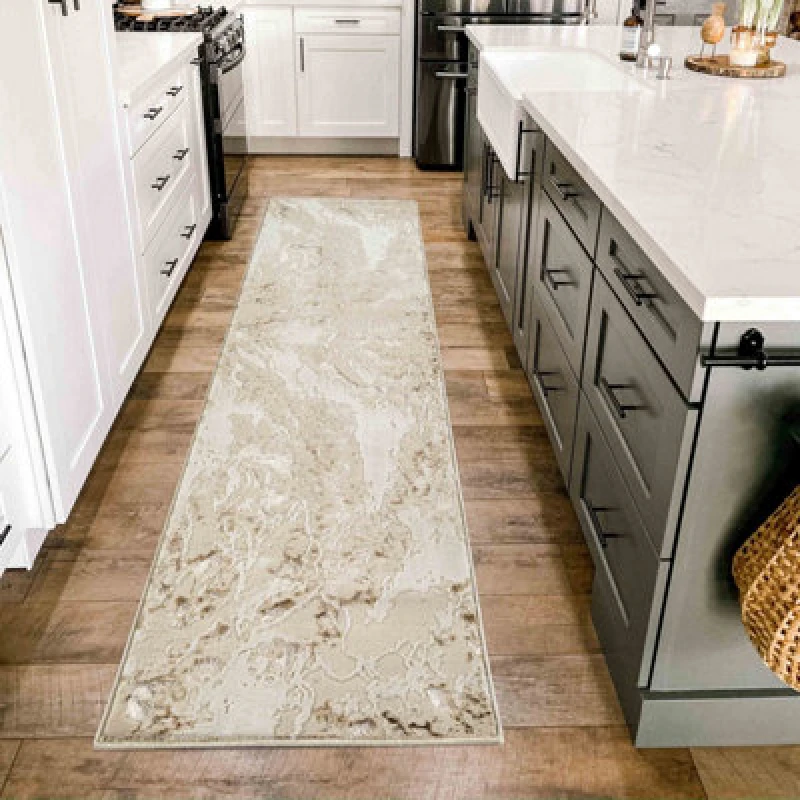 Image of Picasso Modern Living Room Rug - Abstract Area Rugs Beige - Runner 60X220 Cm