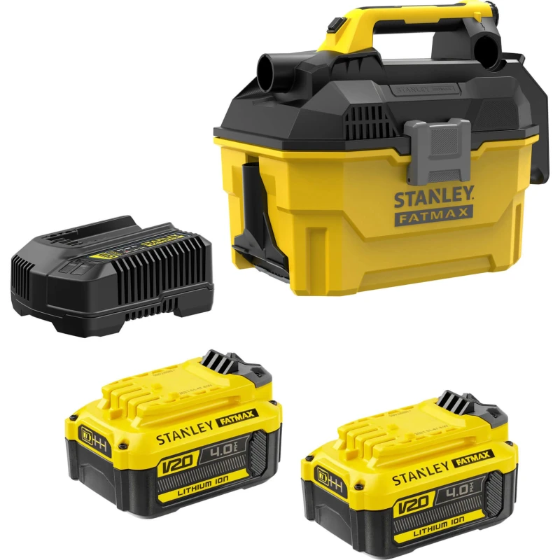 Image of Stanley Fatmax V20 SFMCV002 18v Cordless Wet & Dry Vacuum Cleaner 7.5L SFMCV002M2 Batteries: 2 x 4ah Li-ion