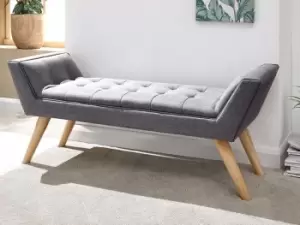Image of GFW Milan Dark Grey Upholstered Fabric Bench