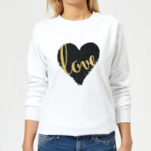 Image of Black Love Heart Love Womens Sweatshirt - White - 5XL