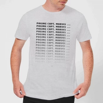 Image of Captain Marvel Paging Mens T-Shirt - Grey - XS - Grey