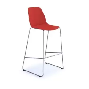 image of Strut multi-purpose stool with chrome sled frame - red