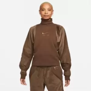 Image of Nike Air Womens Corduroy Fleece Top - Brown