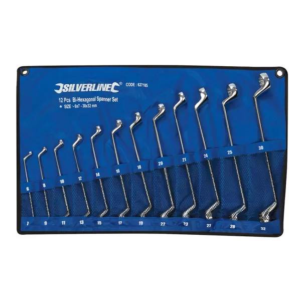 image of Silverline Deep Offset Ring Spanners Set 12pce - 6 - 32mm