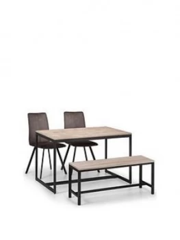 image of Julian Bowen Tribeca 120 Cm Dining Table + 2 Monroe Chairs + Bench