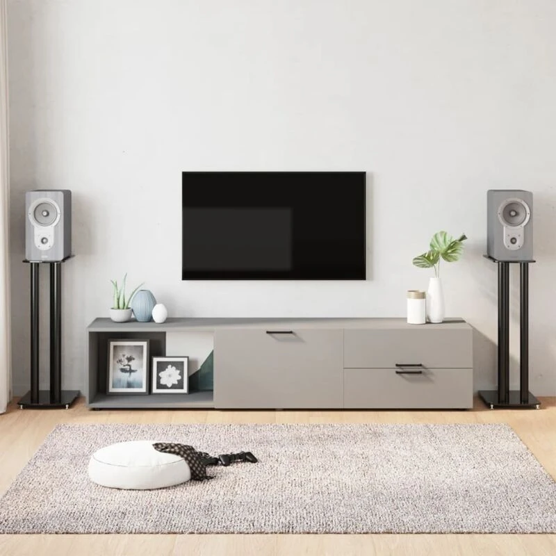 Image of VIDAXL Speaker Stands 2 pcs Black Tempered Glass 3 Pillars Design Vidaxl 8720845762742