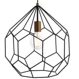 image of Hanging Ceiling Pendant Light Geometric Black Gold Shade Feature Lamp Bulb Rose