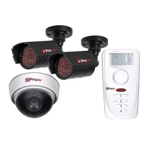 image of Proper Dummy Security Kit -1x Dome Camera, 2x IR Cameras, 1x Motion Sensor Alarm