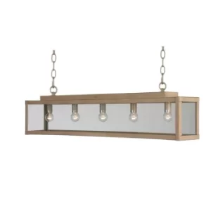 image of Zenia 5 Light Straight Bar Pendant Ceiling Light Beige Gold