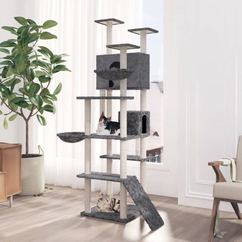 Image of VIDAXL Cat Tree with Sisal Scratching Posts Dark Grey 191cm Vidaxl 8720287123873