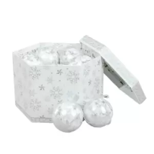 image of Christmas Workshop Set of 14 Christmas Baubles - White & Silver Snowflake TJ Hughes