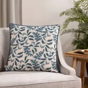 Image of Chatsworth Aviary Piped Cushion Petrol, Petrol / 30 x 50cm / Polyester Filled