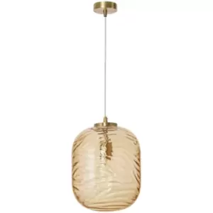 image of Fairfield 24.5cm Globe Pendant Ceiling Light Brass Metal Champagne Glass LED E27 - Merano