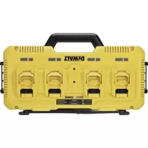 Image of DEWALT Four-way battery system quick charger with up to 8 A for all 10.8 to 18 volt XR and XR flex voltage batteries DCB104-QW