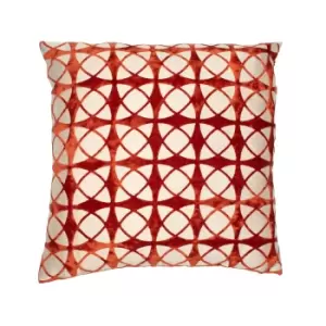 image of Malini Spiral Cut Velvet Cushion, Burnt Orange