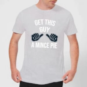 image of Get This Guy A Mince Pie Mens Christmas T-Shirt - Grey - 3XL