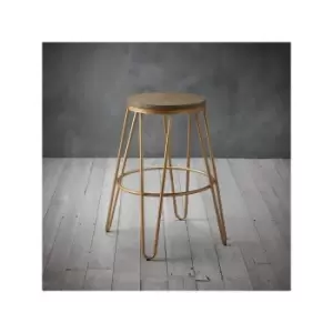 Image of Solid Wood Bar Stool with Gold Legs - 76cm - Ikon