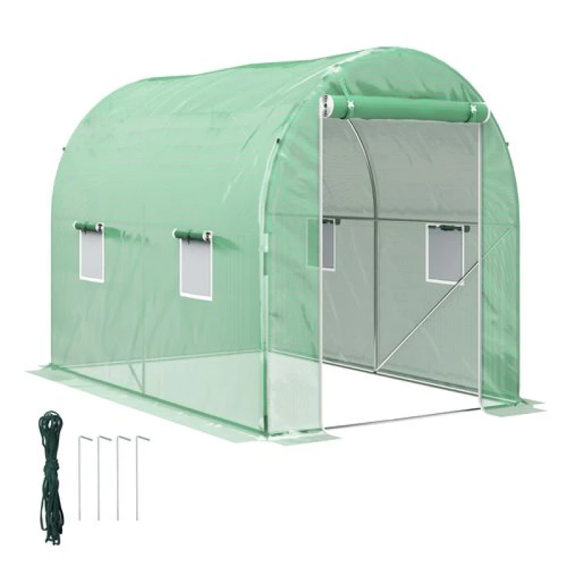 Image of Outsunny Greenhouse Polytunnel Walk-in Grow Plant Steel 3 x 2m Outdoor TJ Hughes Green 5061025016297