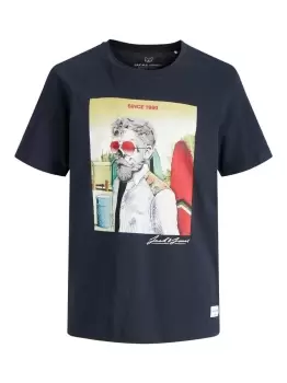 Image of JACK & JONES Boys Skeleton Print T-Shirt Men Blue