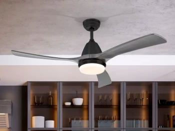 image of Aspas 6 Speed Ultra Quiet Ceiling Fan Black Grey with LED Light, Remote Control, Timer & Reversible Functions