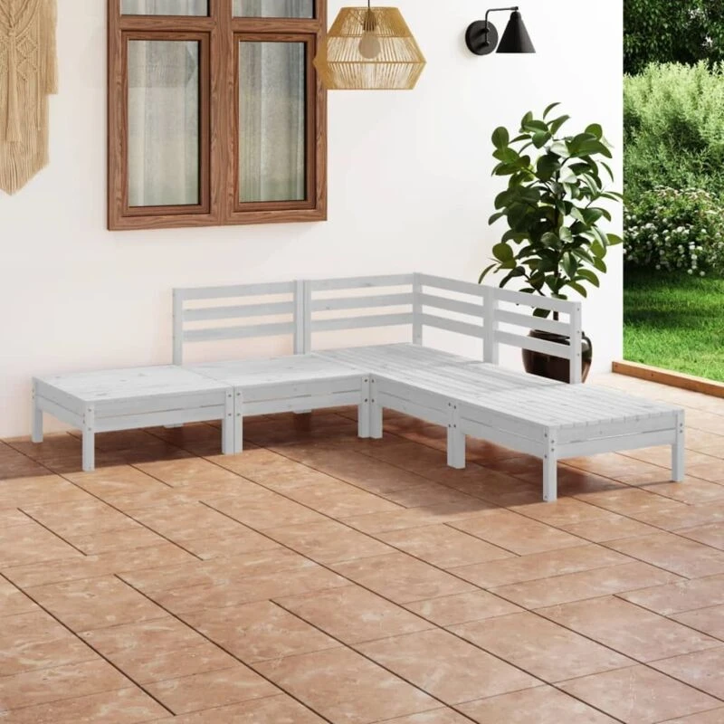 Image of VIDAXL 5 Piece Garden Lounge Set Solid Pinewood White Vidaxl 8720286685204