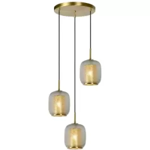 Image of Lucide AGATHA - Cluster Pendant Light - Ø35cm - 3xE27 - Matt Gold, Brass