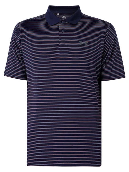 Under Armour Matchplay Stripe Polo Shirt Midnight Navy/Flare Orange L