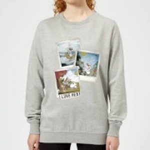 Image of Disney Frozen Olaf Polaroid Womens Sweatshirt - Grey - M