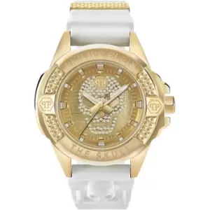 image of Philipp Plein PWAAA1221 Unisex $kull High-Conic White Silicone Wristwa