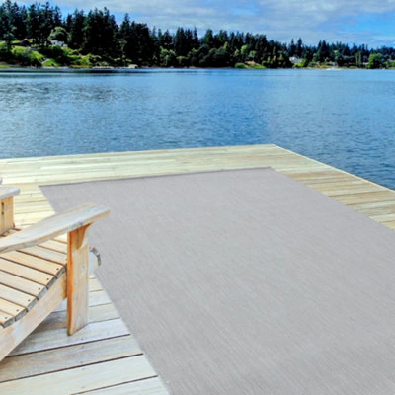 Image of The Rugs Ecology Collection Outdoor Patio Garden Rug Grey Solid Design Weatherproof Jet Washable 500G
