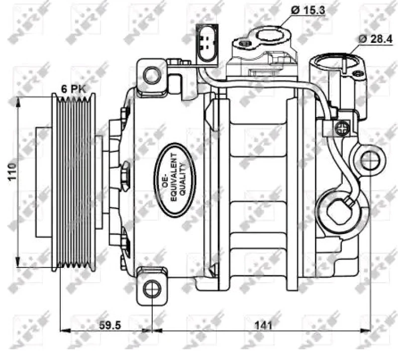 Image of NRF 32883 AC Compressor EASY FIT PAG 46, with PAG compressor oil, with gaskets/seals Compressor,air conditioning (447)