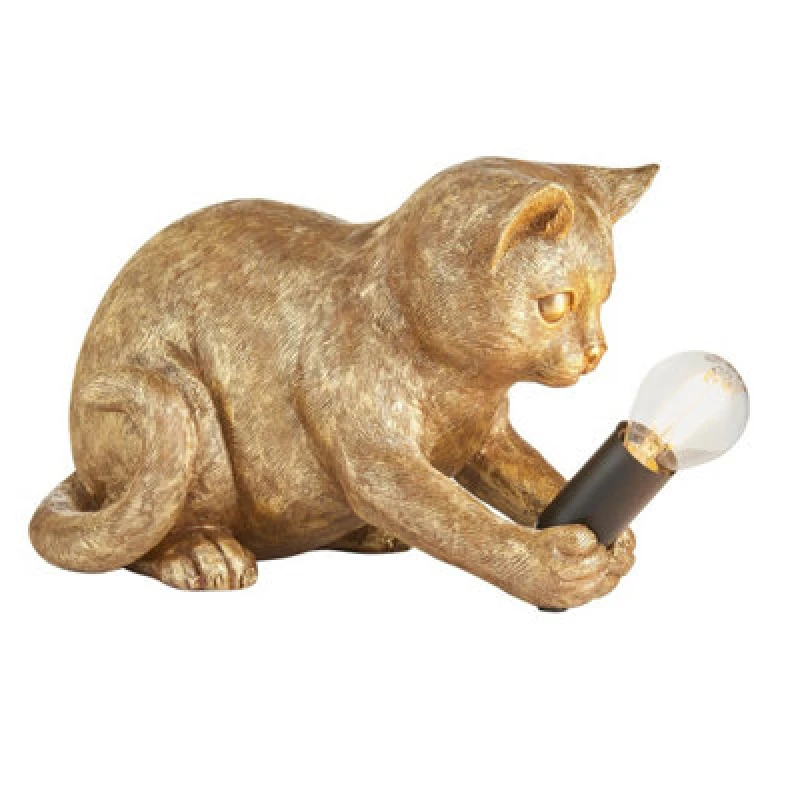 Image of Luminosa Lighting Luminosa Kitten Table Lamp Vintage Gold Paint, Matt Black, 1X E14