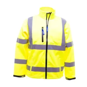 image of Yoko Mens Hi-Vis Sofshell Jacket (2XL) (Hi-Vis Yellow)