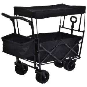 image of Durhand 2-Compartment Push/Pull Handle Trolley Cart - Black