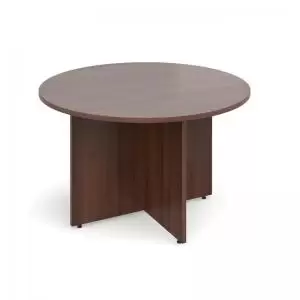 image of Arrow head leg circular meeting table 1200mm - walnut