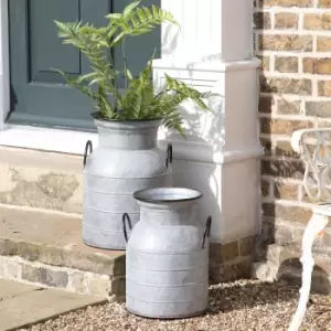 Image of Gallery Interiors Lambert Galvanised Milk Churn Grey / Large
