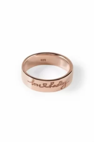 image of Ladies Radley Rose Gold Plated Sterling Silver Love Radley Ring Size M RYJ4002-M