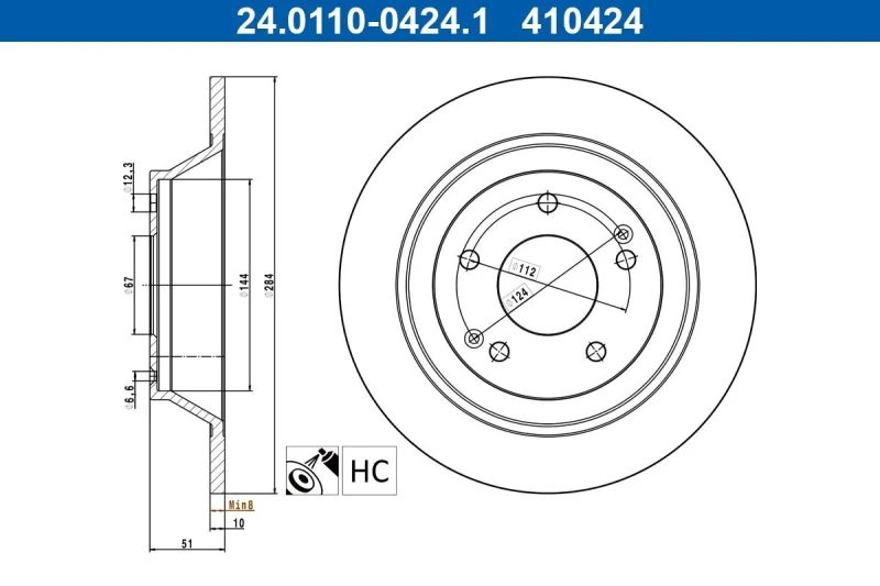 Image of Brake disc ATE 24.0110-0424.1