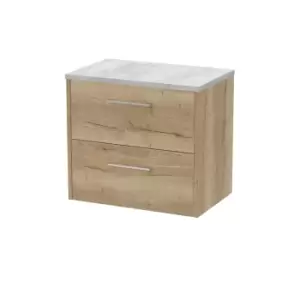 Hudson Reed Juno 600mm Wall Hung 2 Drawer Vanity & Bellato Grey Laminate Top - Autumn Oak