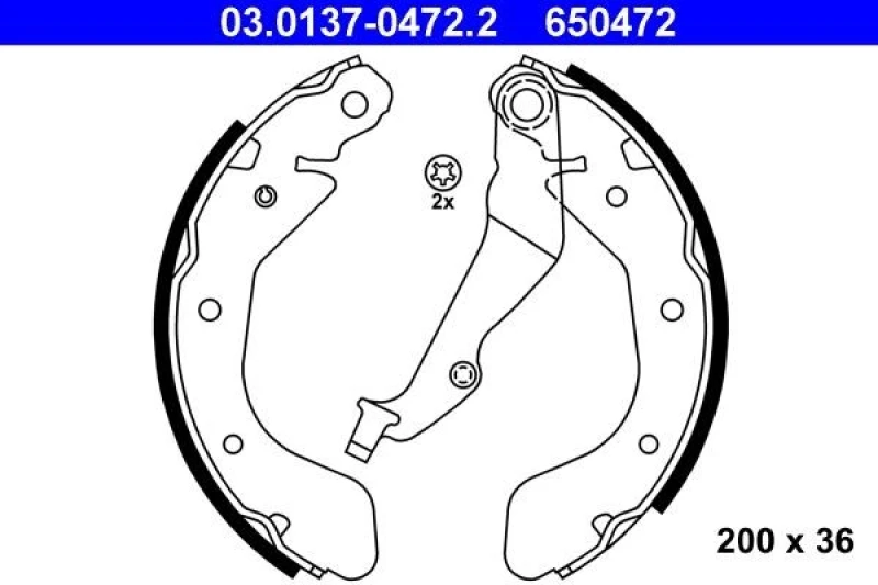 Image of ATE 03.0137-0472.2 Brake Shoes with lever Brake Shoe Set (70)