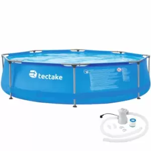 Image of Tectake Swimming Pool Round With Pump A 300 X 76cm Blue