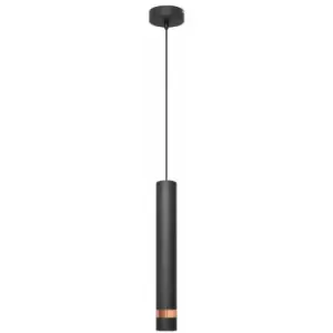Image of Helam Lighting - Helam Tuba Slim Pendant Ceiling Light Black, Rose Gold 10cm