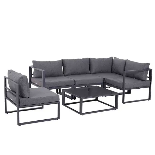 image of Outsunny 6pc Sectional Sofa Set with Aluminum Frame