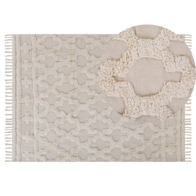 Image of Beliani Rug Suluova Beige 140 X 200 Cm Cotton