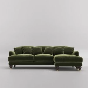 Image of Swoon Holton Velvet Corner Sofa - Right Hand Side - Corner Sofa - Fern
