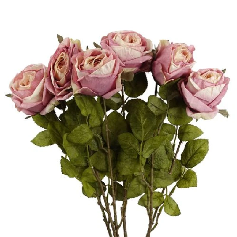 Image of Leaf Pack of 6 x 70cm Artificial Light Pink Rose