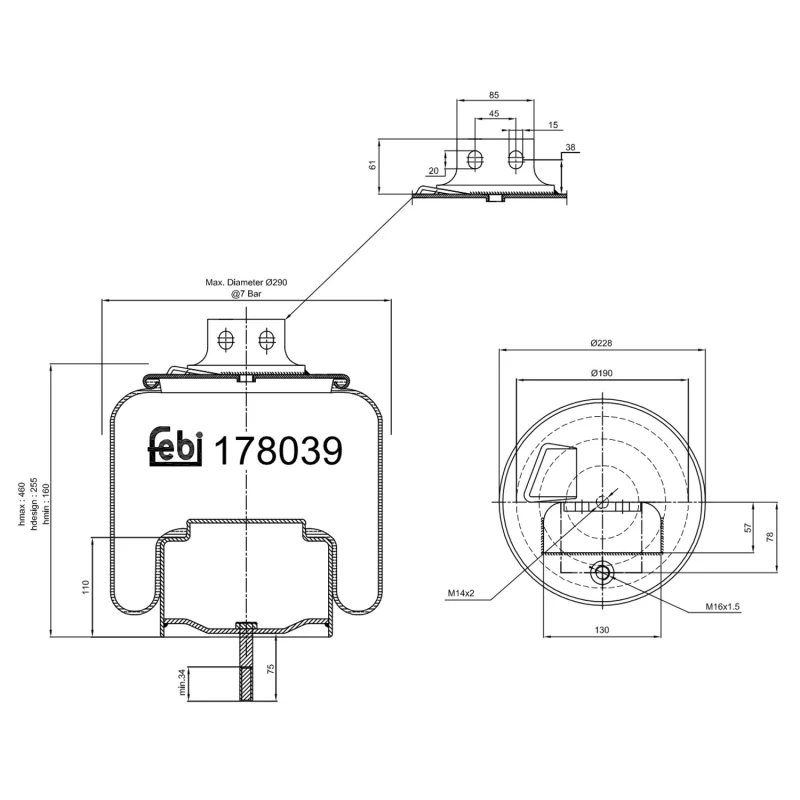 Image of FEBI BILSTEIN 178039 Boot, air suspension Rear Axle Right Boot,air suspension (324)